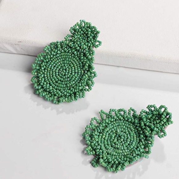 Statement Beaded Bohemian Dangle Round Earrings - Picture 6 of 6